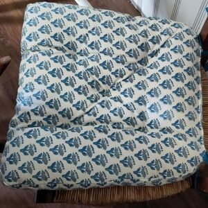 CPC  Blue Hand Block Printed Cotton Chair Cushions Set of 2,Reversible